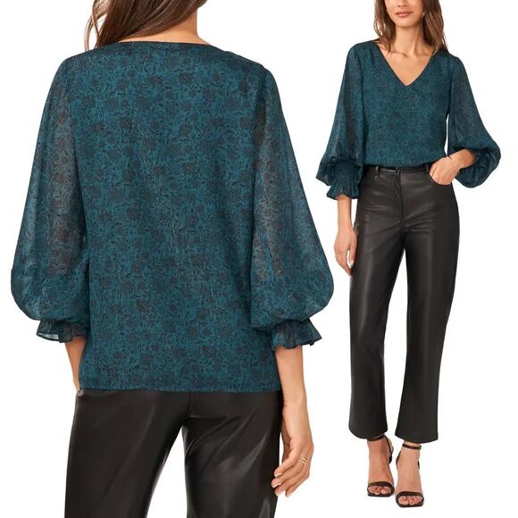 NWOT Halogen Floral Blouse Sz XS - Picture 2 of 15